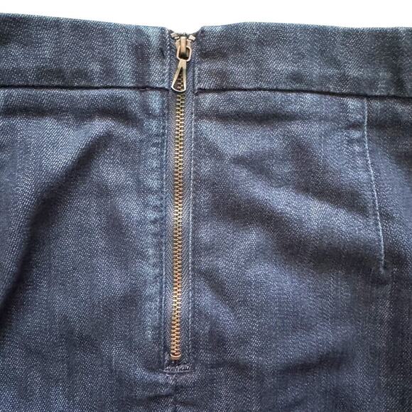 Anthropologie Leifsdottir Denim mini skirt Womens Sz 4 Pleated jean Pockets - Picture 9 of 10